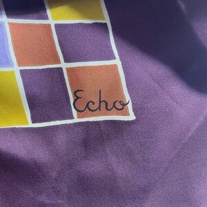 Vintage Echo Purple Scarf with Colorful Squares